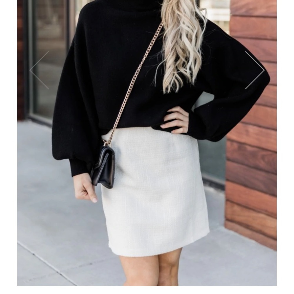 Pink Lily Tweed Cream Skirt